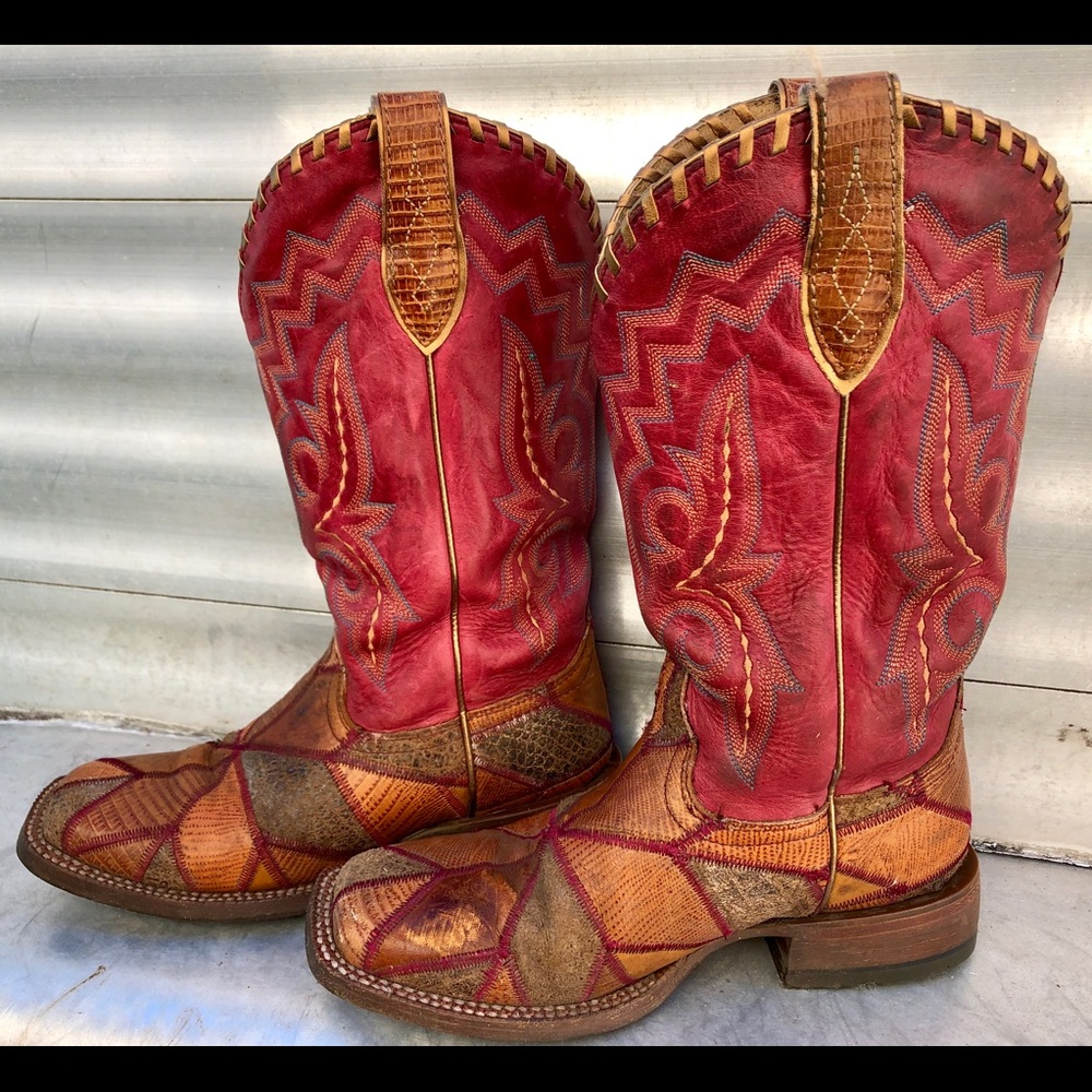 Ariat Reese Patchwork Square Toe Cowboy Boots